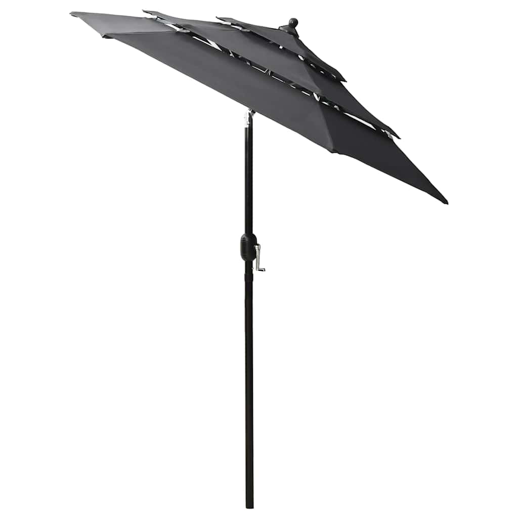 parasol 2 m aluminiumsstang 3 niveauer antracitgrå