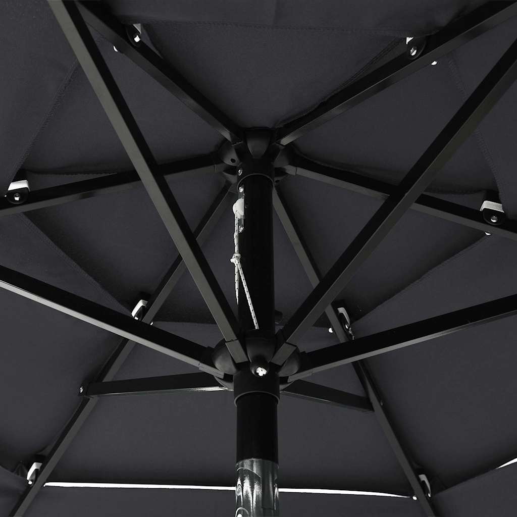 parasol 2 m aluminiumsstang 3 niveauer antracitgrå