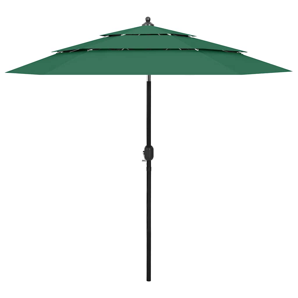 parasol 2,5 m aluminiumsstang 3 niveauer grøn