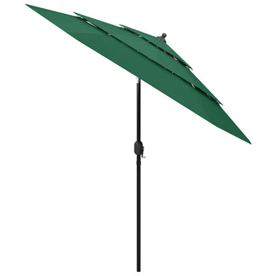 parasol 2,5 m aluminiumsstang 3 niveauer grøn