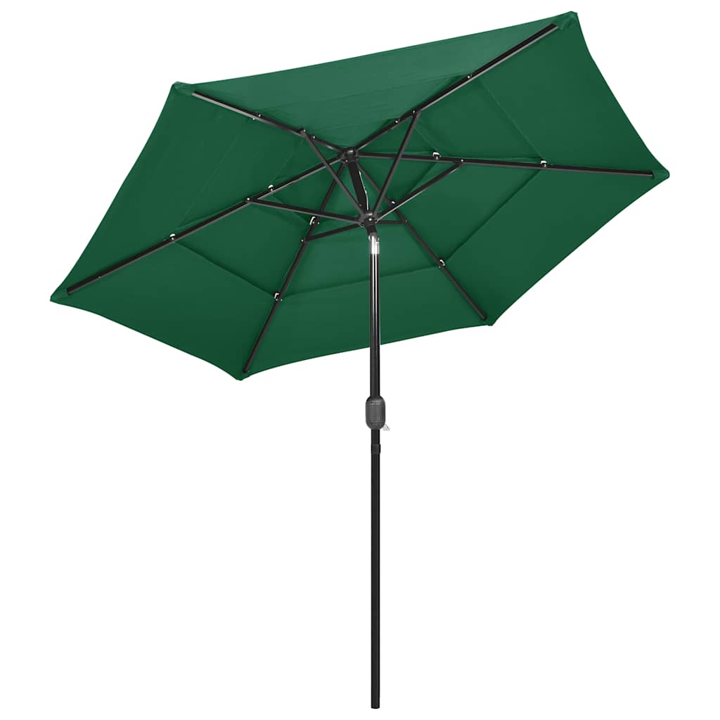 parasol 2,5 m aluminiumsstang 3 niveauer grøn