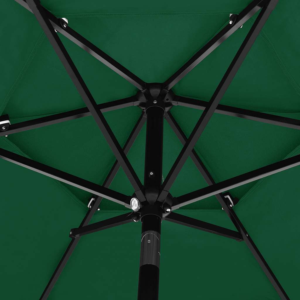 parasol 2,5 m aluminiumsstang 3 niveauer grøn