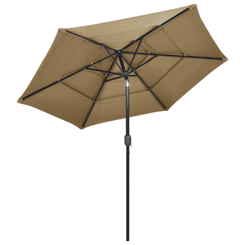 parasol 2,5 m aluminiumsstang 3 niveauer gråbrun