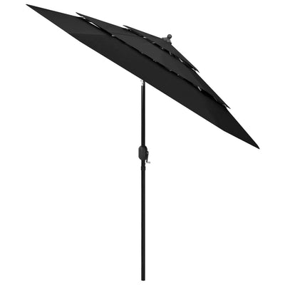 parasol 2,5 m aluminiumsstang 3 niveauer sort