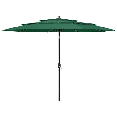 parasol 3 m aluminiumsstang 3 niveauer grøn