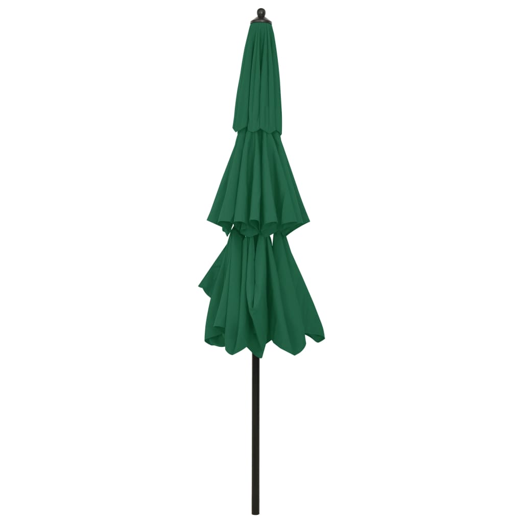 parasol 3 m aluminiumsstang 3 niveauer grøn