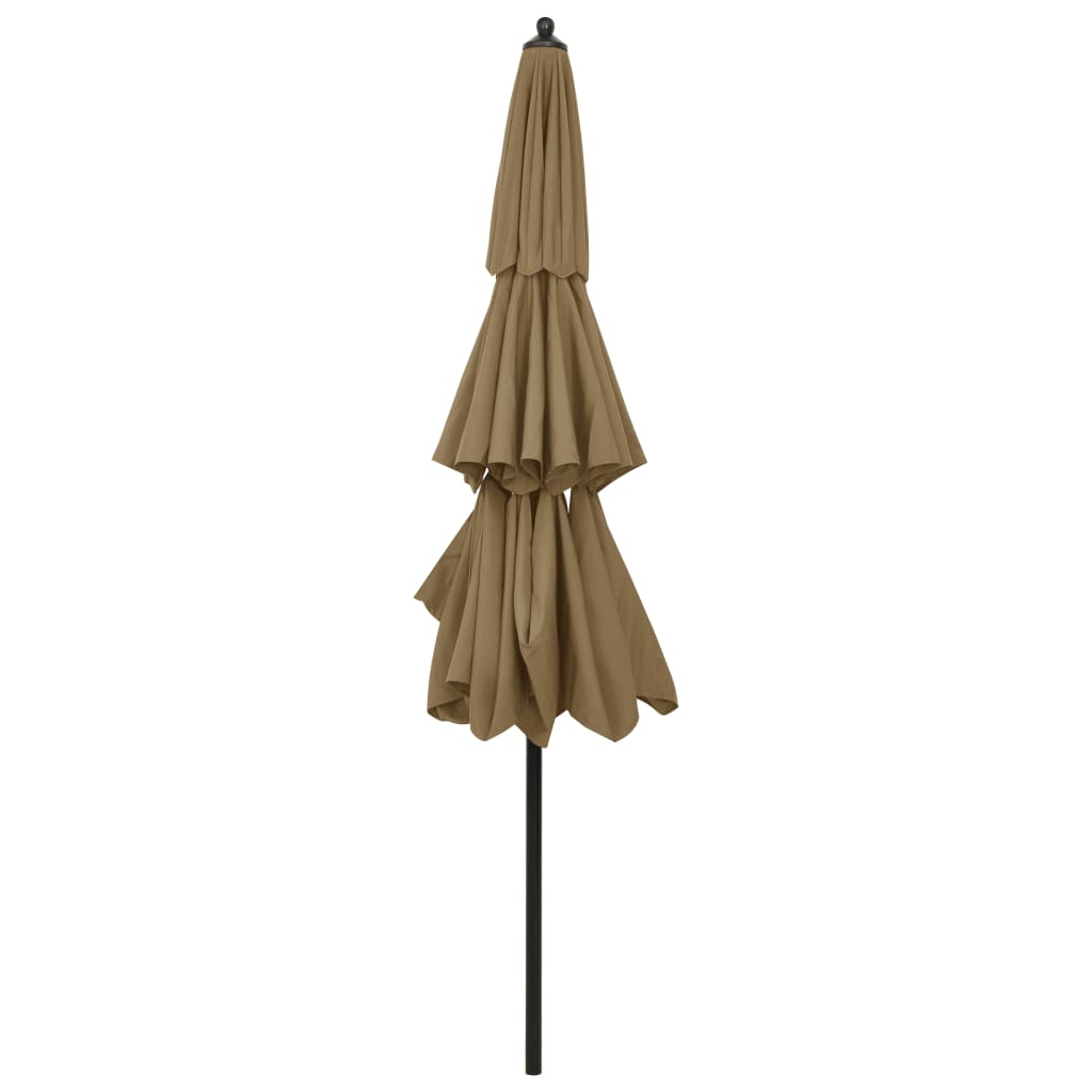 parasol med aluminiumsstang 3 m 3 niveauer gråbrun