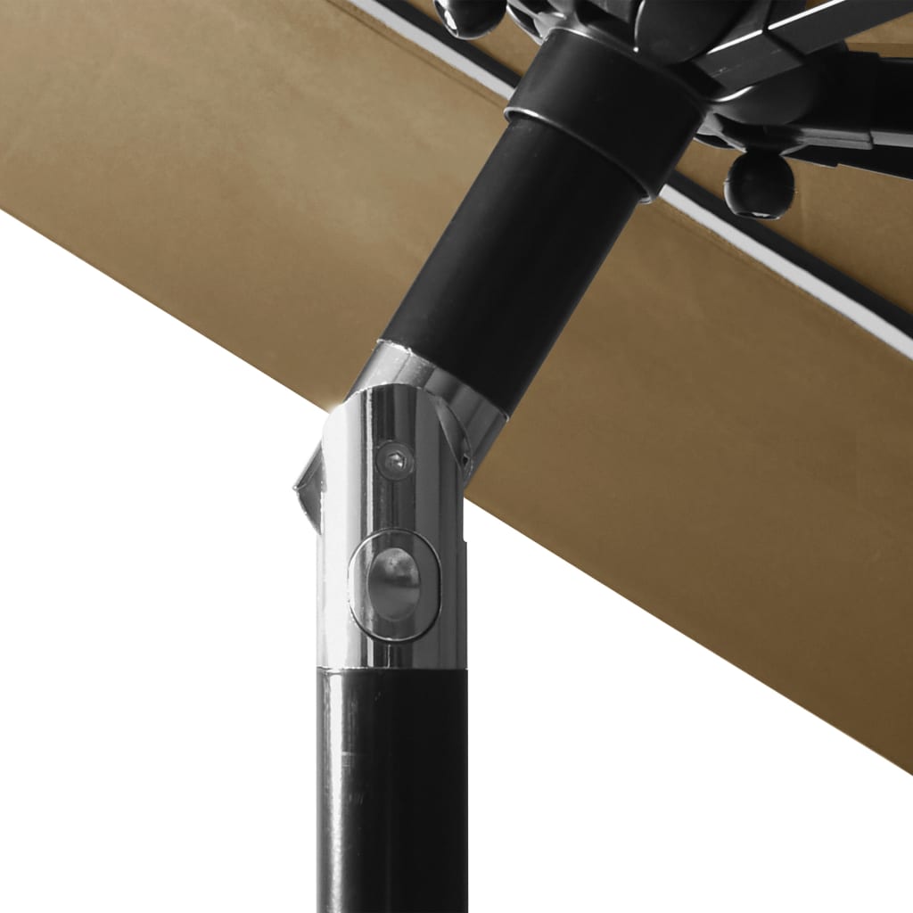 parasol med aluminiumsstang 3 m 3 niveauer gråbrun