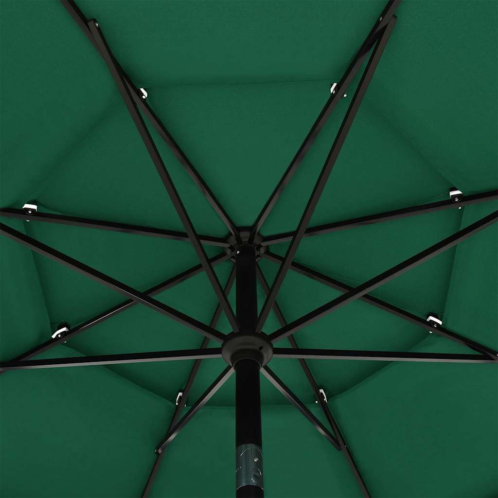 parasol med aluminiumsstang 3,5 m 3 niveauer grøn