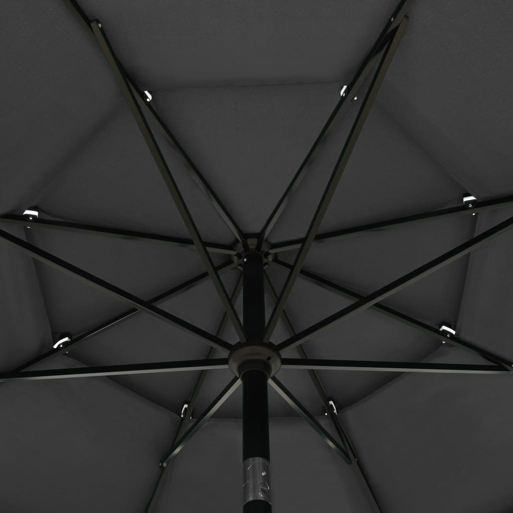 parasol med aluminiumsstang 3,5 m 3 niveauer antracitgrå