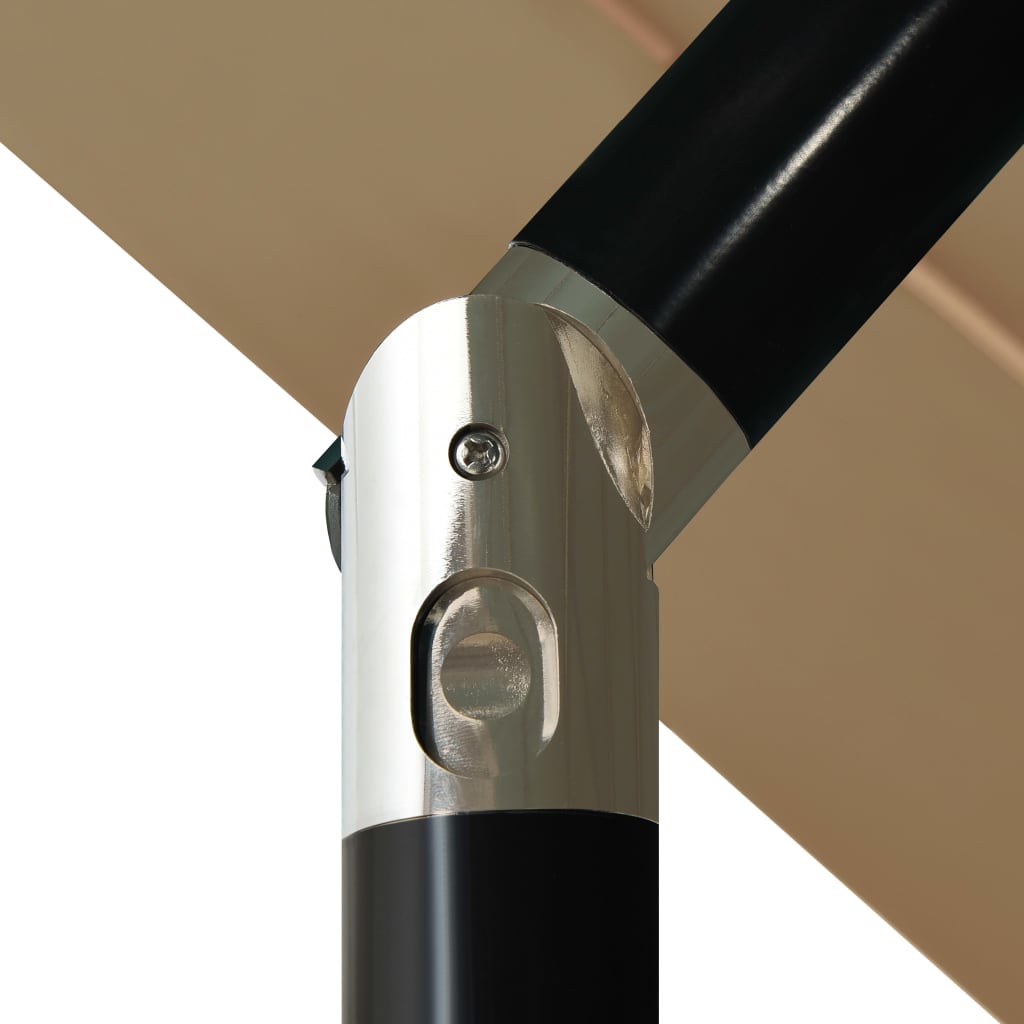 parasol med aluminiumsstang 3,5 m 3 niveauer gråbrun