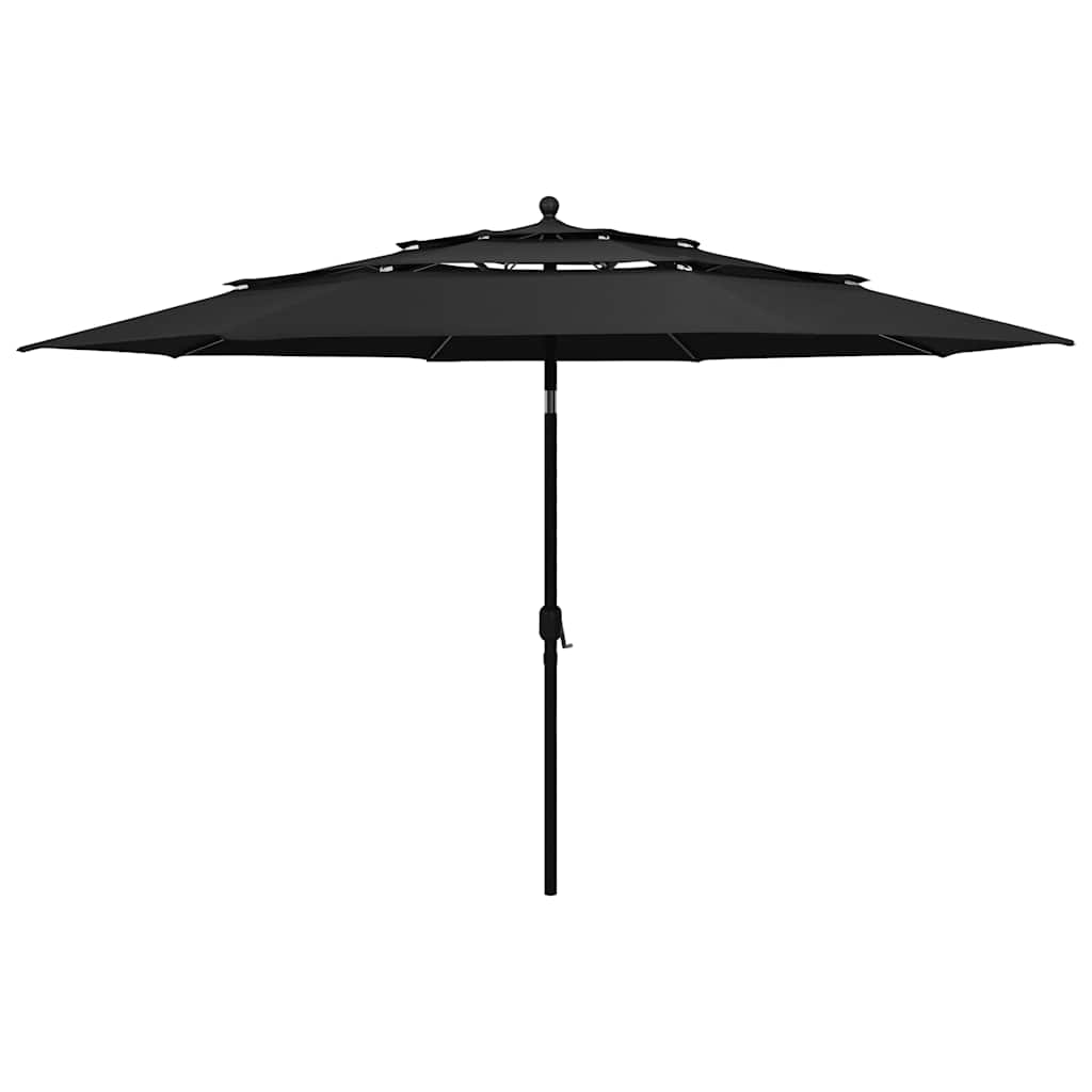 parasol med aluminiumsstang 3,5 m 3 niveauer sort