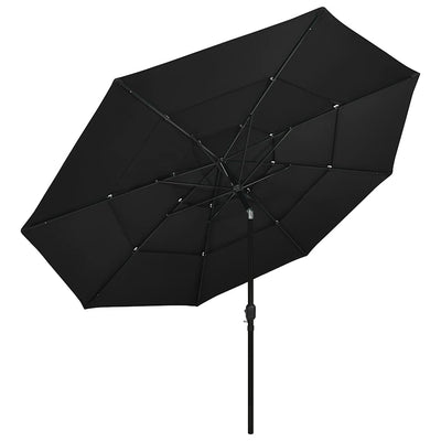 parasol med aluminiumsstang 3,5 m 3 niveauer sort
