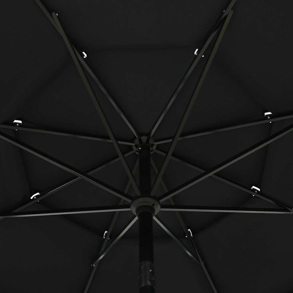 parasol med aluminiumsstang 3,5 m 3 niveauer sort