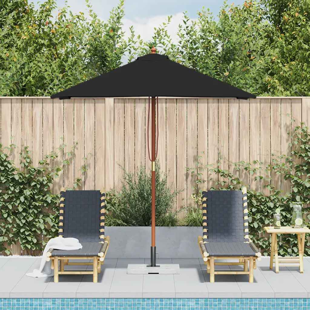 haveparasol 150x200 cm træstang sort