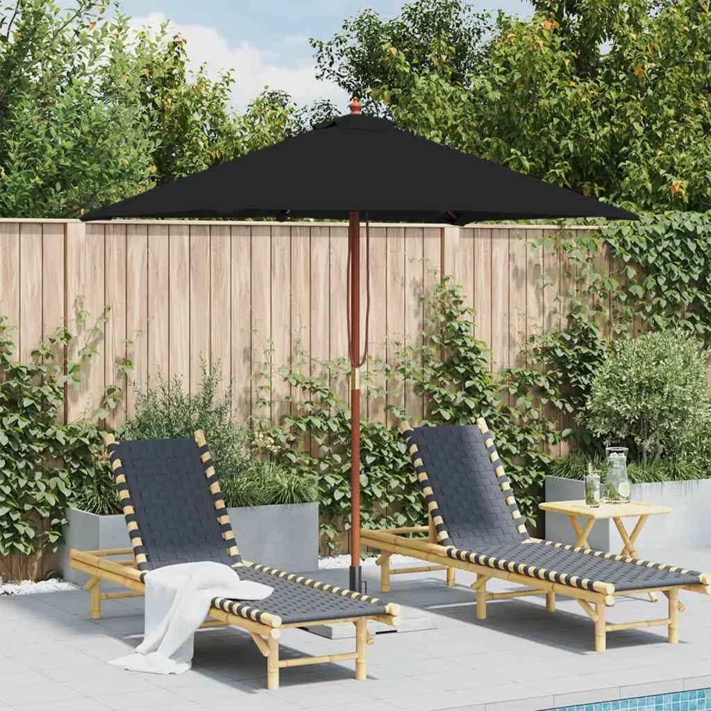 haveparasol 150x200 cm træstang sort