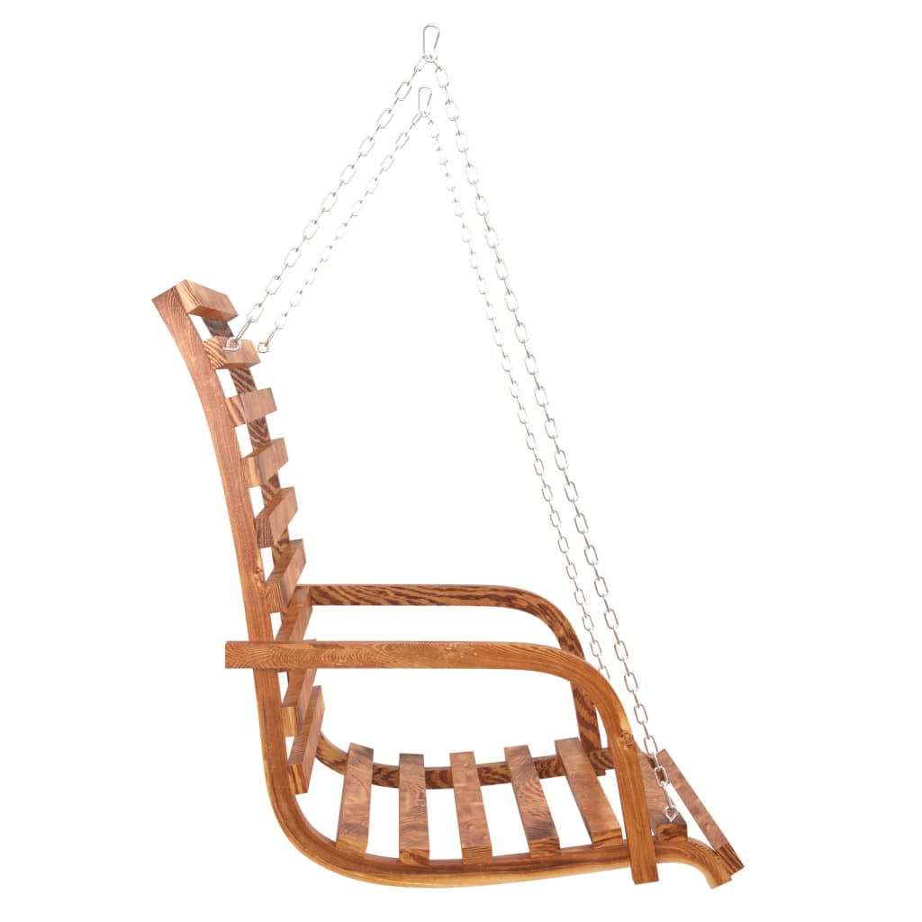 gyngebænk 126x63x92 cm massivt bøjet træ med teakfinish
