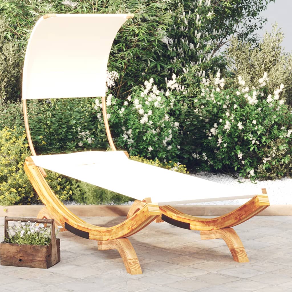 loungeseng med baldakin 100x200x126 cm bøjet træ cremefarvet