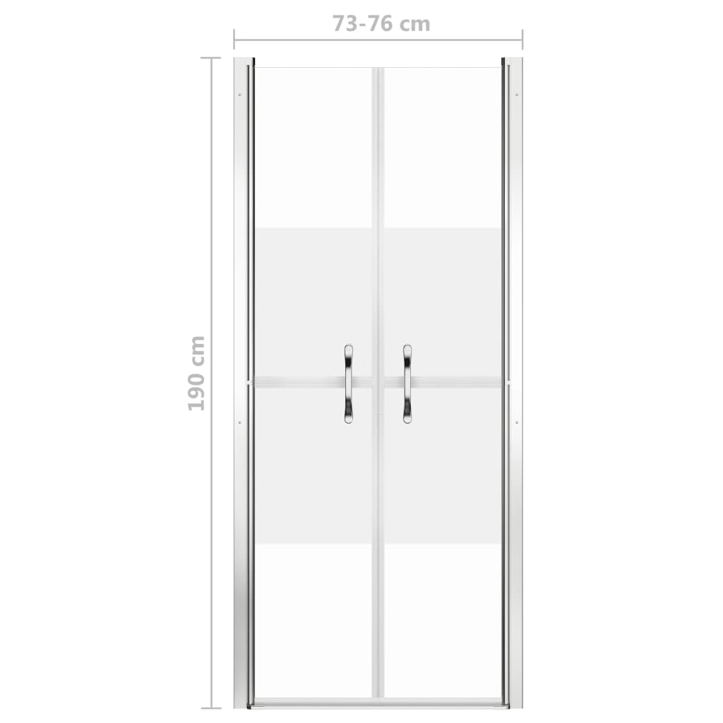 brusedør 76x190 cm delvist matteret sikkerhedsglas
