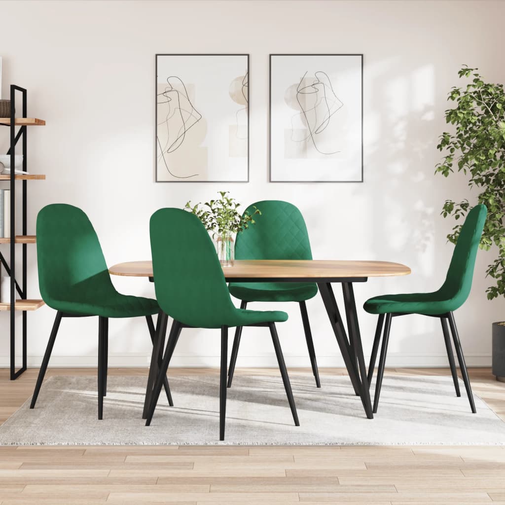 spisebordsstole 4 stk. velour mørkegrøn
