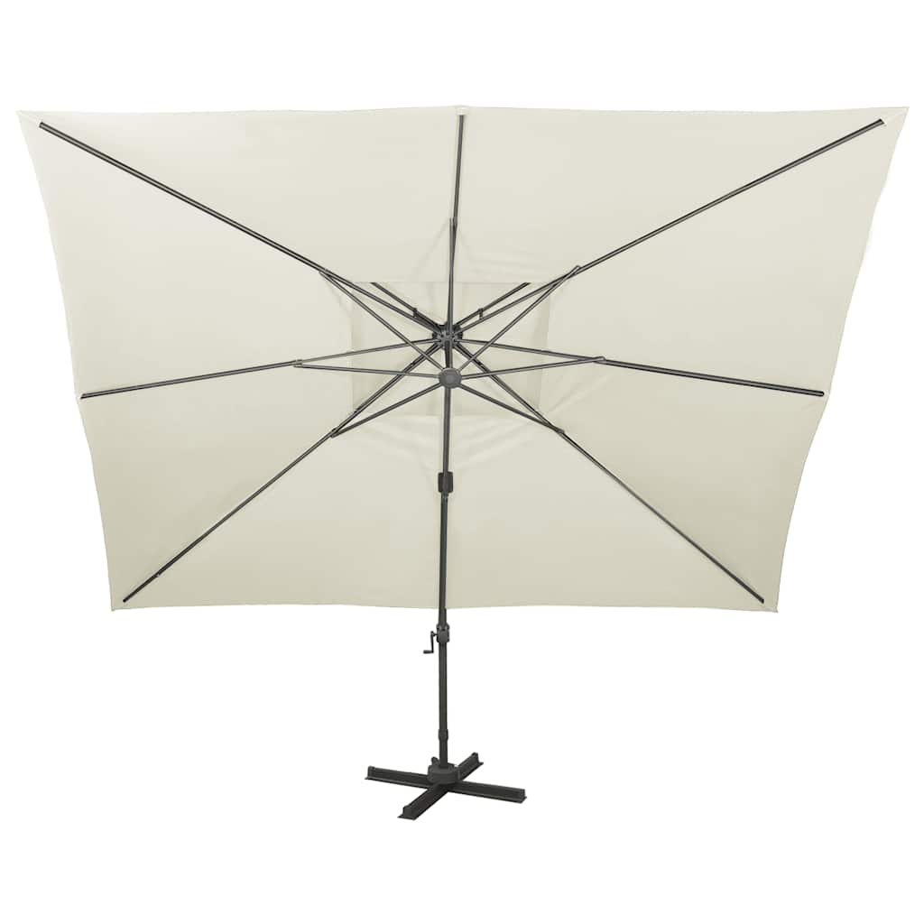 fritstående haveparasol med dobbelt top sand 400x300 cm
