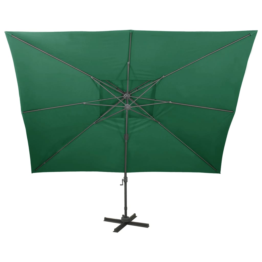 hængeparasol med dobbelt top 400x300 cm grøn