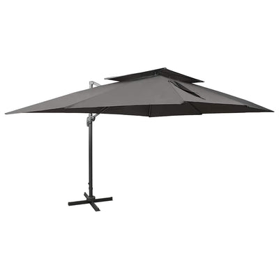 fritstående haveparasol med dobbelt top antracit 400x300 cm