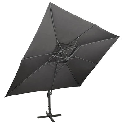 fritstående haveparasol med dobbelt top antracit 400x300 cm