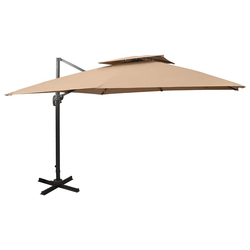 fritstående haveparasol med dobbelt top 300x300 cm taupe