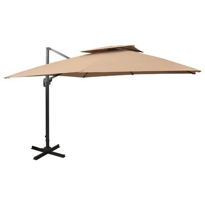 fritstående haveparasol med dobbelt top 300x300 cm taupe