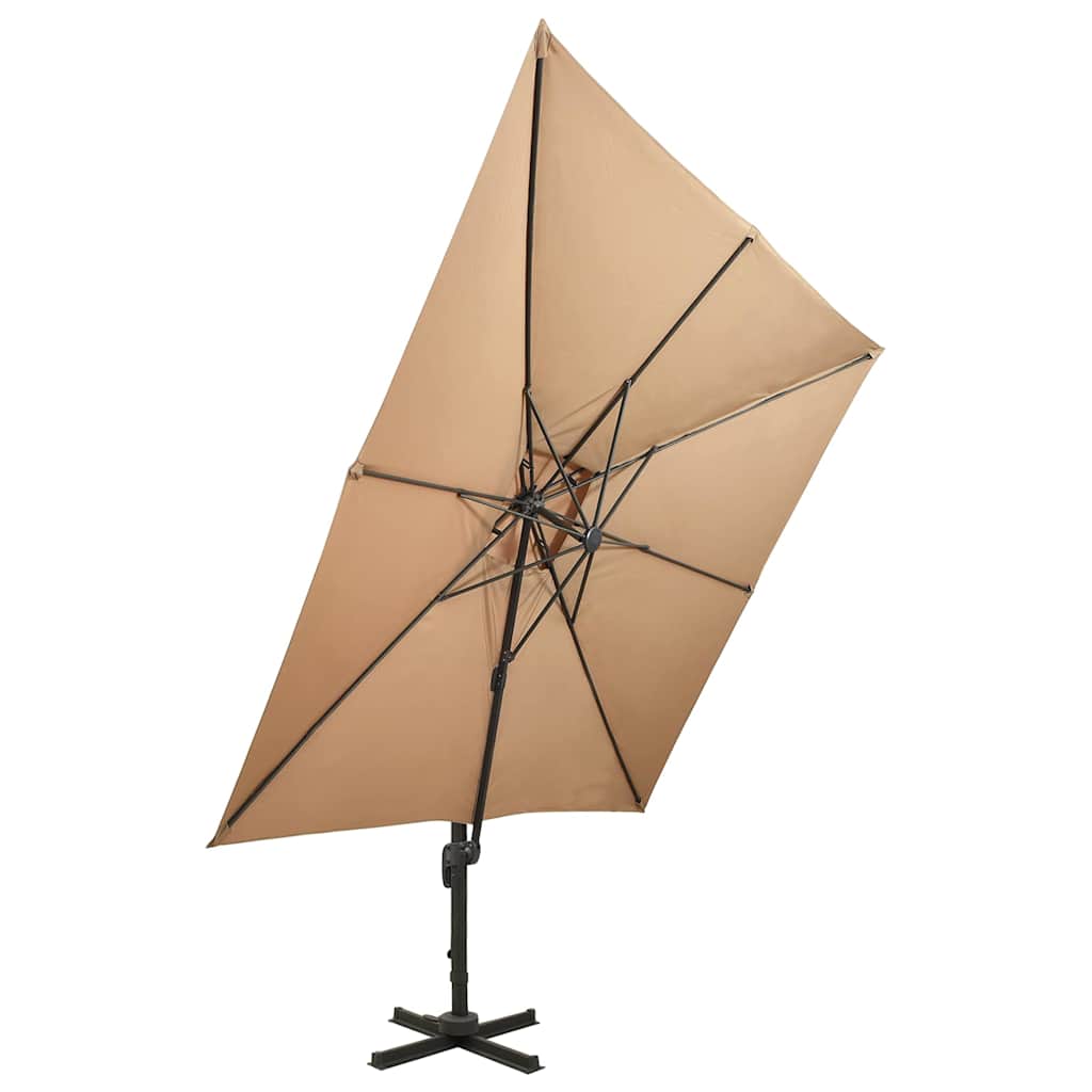 fritstående haveparasol med dobbelt top 300x300 cm taupe