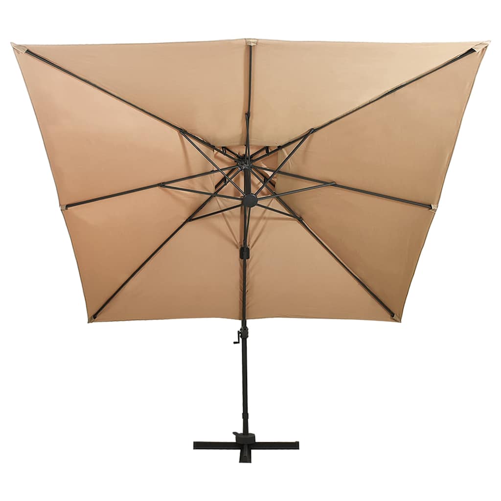 fritstående haveparasol med dobbelt top 300x300 cm taupe