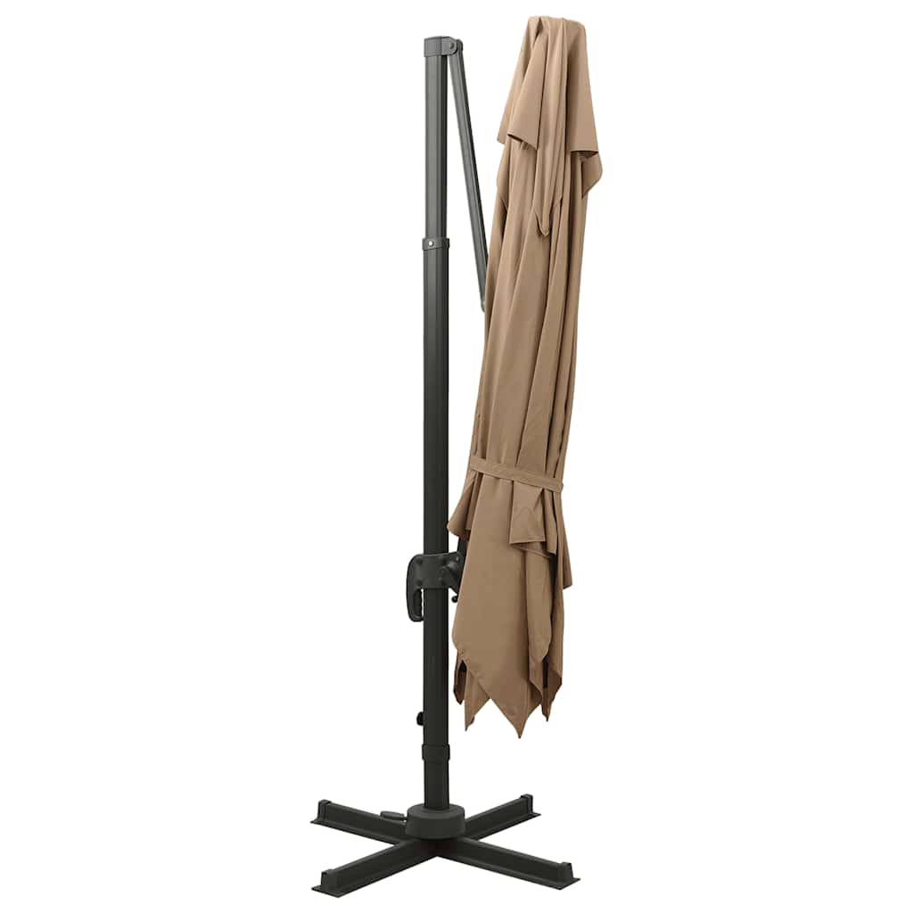 fritstående haveparasol med dobbelt top 300x300 cm taupe