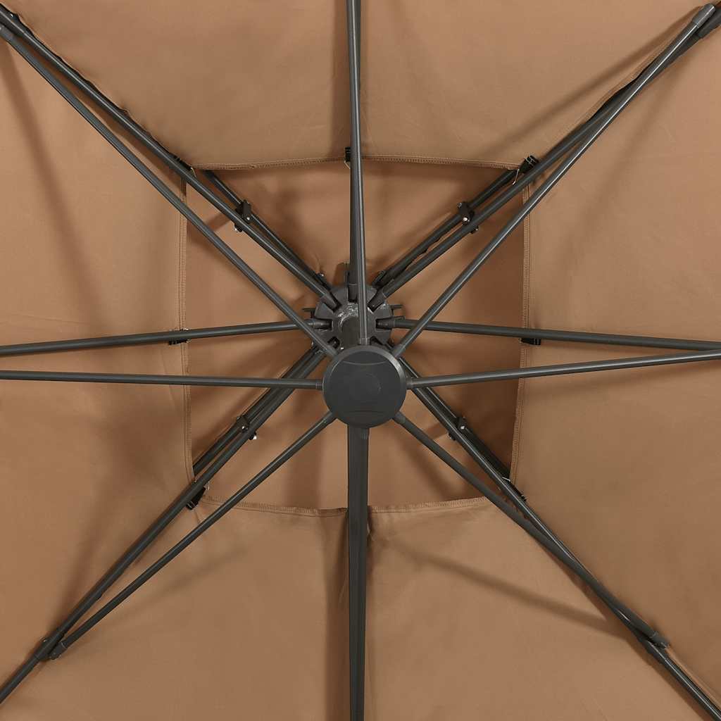 fritstående haveparasol med dobbelt top 300x300 cm taupe