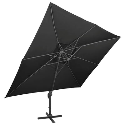 fritstående haveparasol med dobbelt top sort 400x300 cm