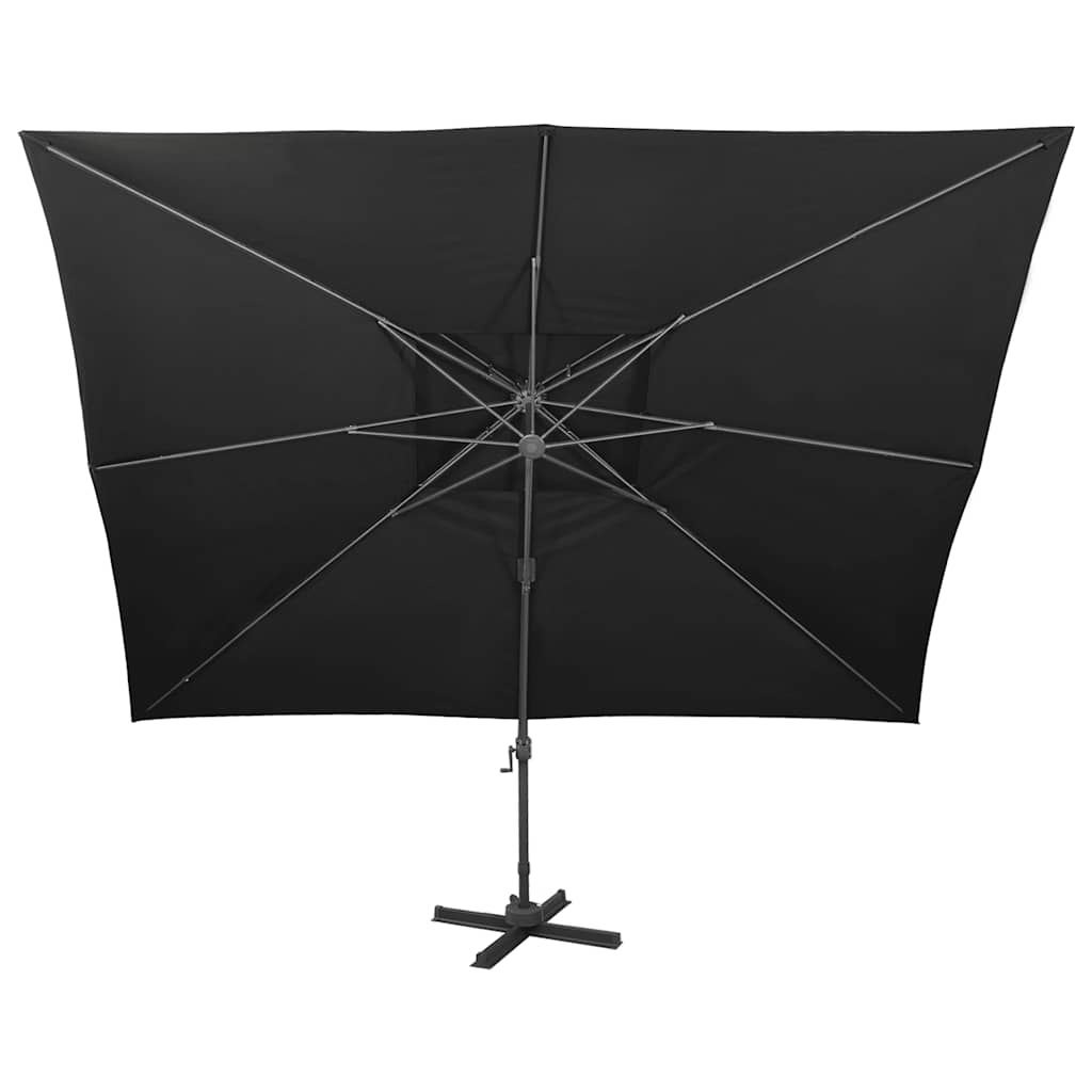 fritstående haveparasol med dobbelt top sort 400x300 cm