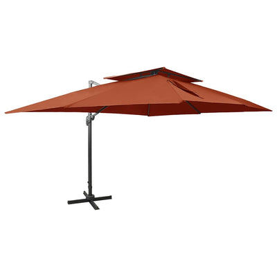 fritstående haveparasol med dobbelt top terrakotta 400x300 cm