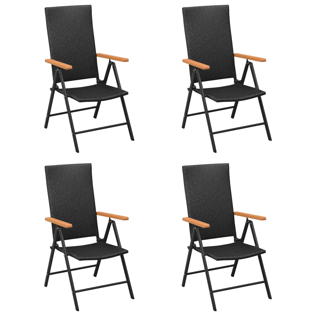 Klapstole 4 stk. Polyrattan Sort