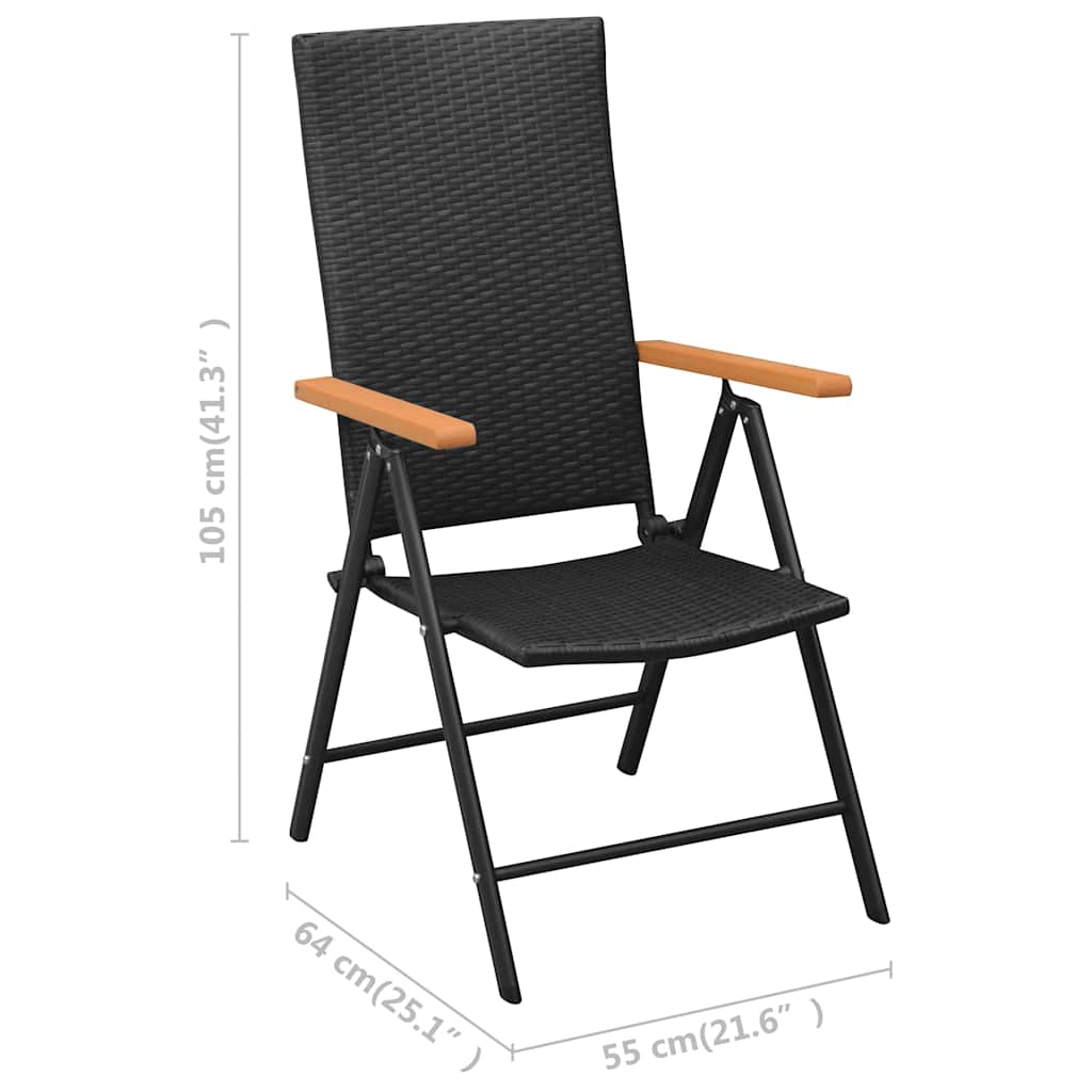 Klapstole 4 stk. Polyrattan Sort