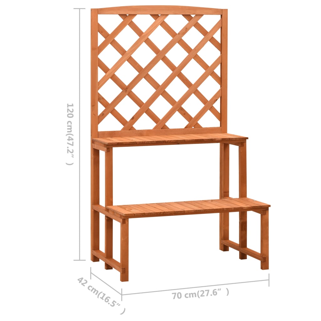 plantestativ med espalier 70x42x120 cm massivt fyrretræ orange