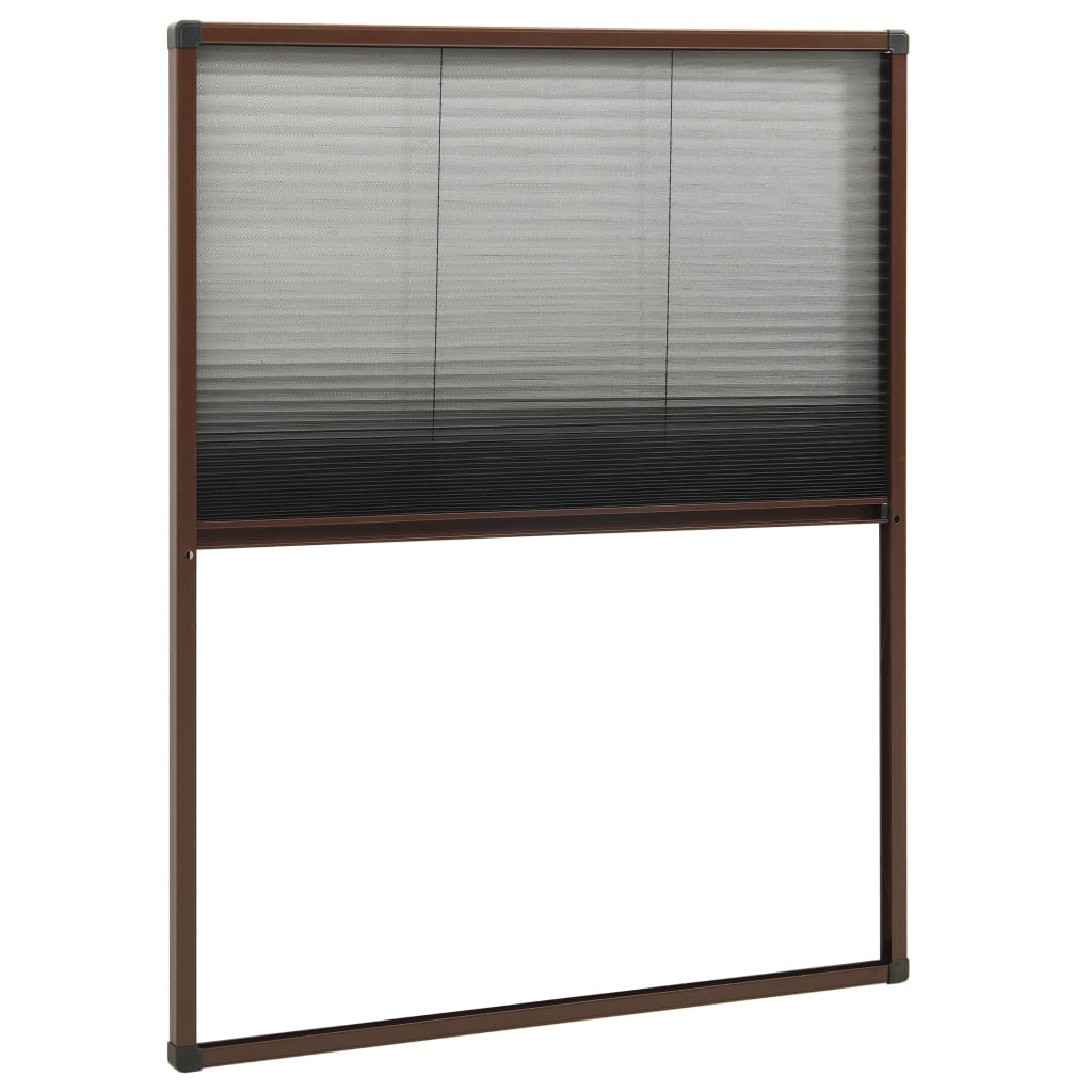 plisseret insektnet til vinduer aluminium 60x80 cm brun