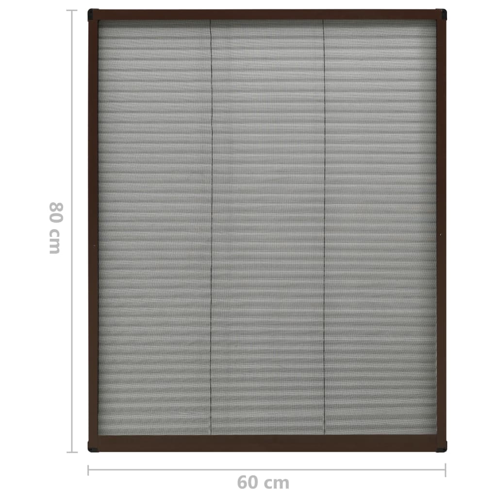 plisseret insektnet til vinduer aluminium 60x80 cm brun