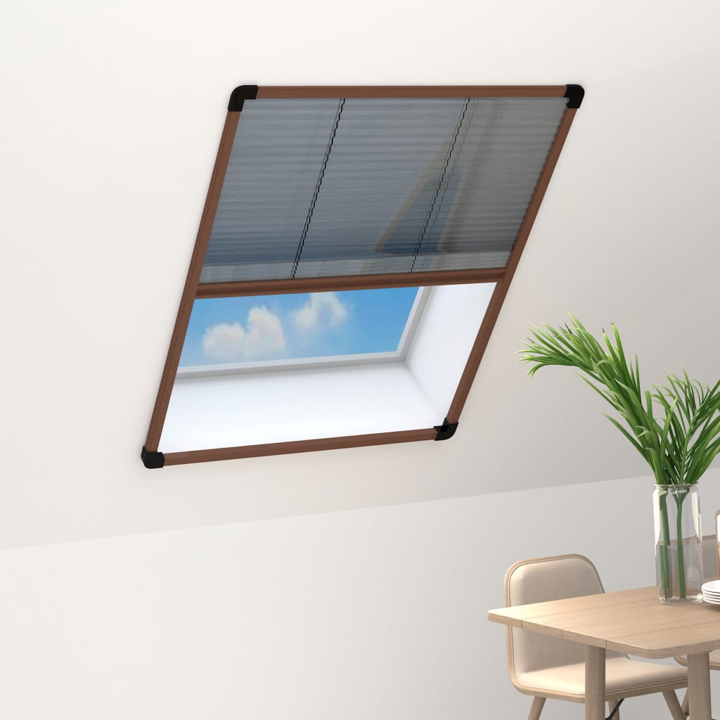 plisseret insektnet til vinduer aluminium 60x80 cm brun