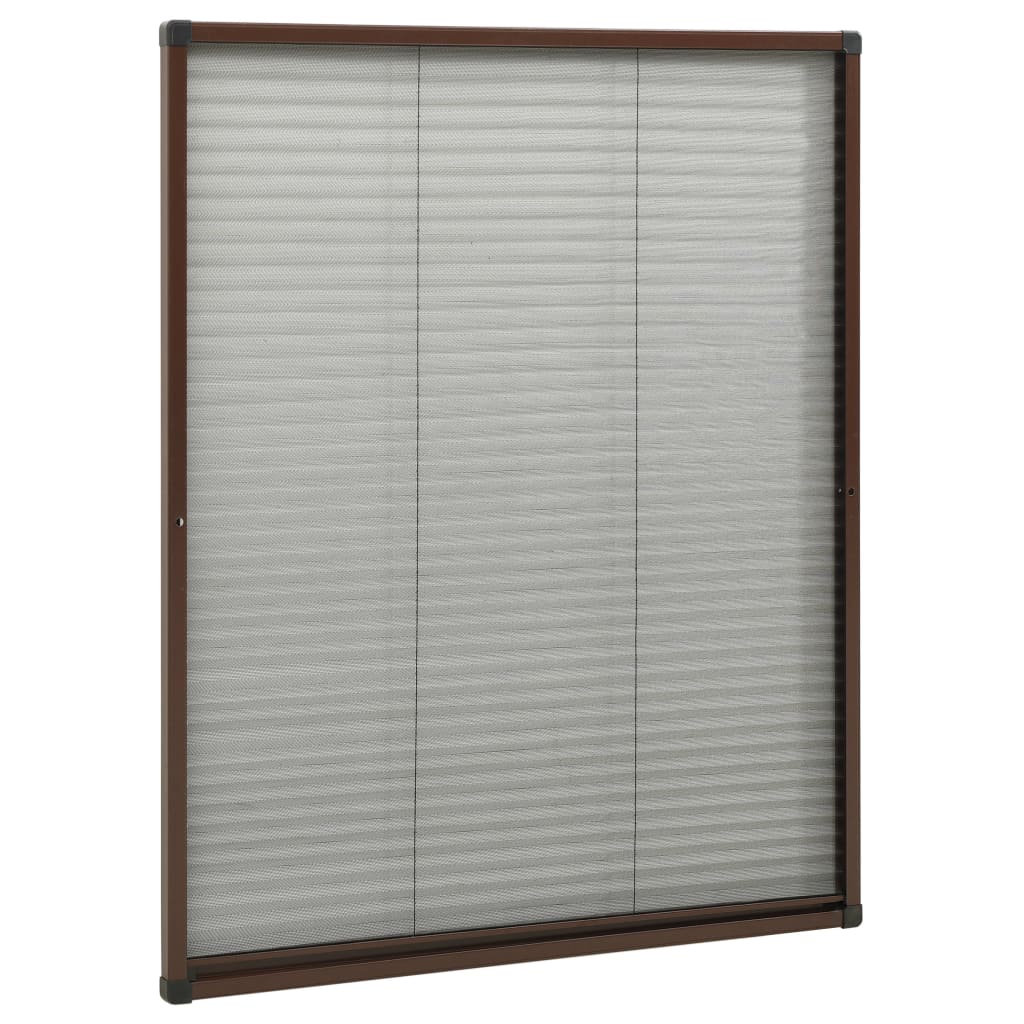plisseret insektnet til vinduer aluminium 80x100 cm brun