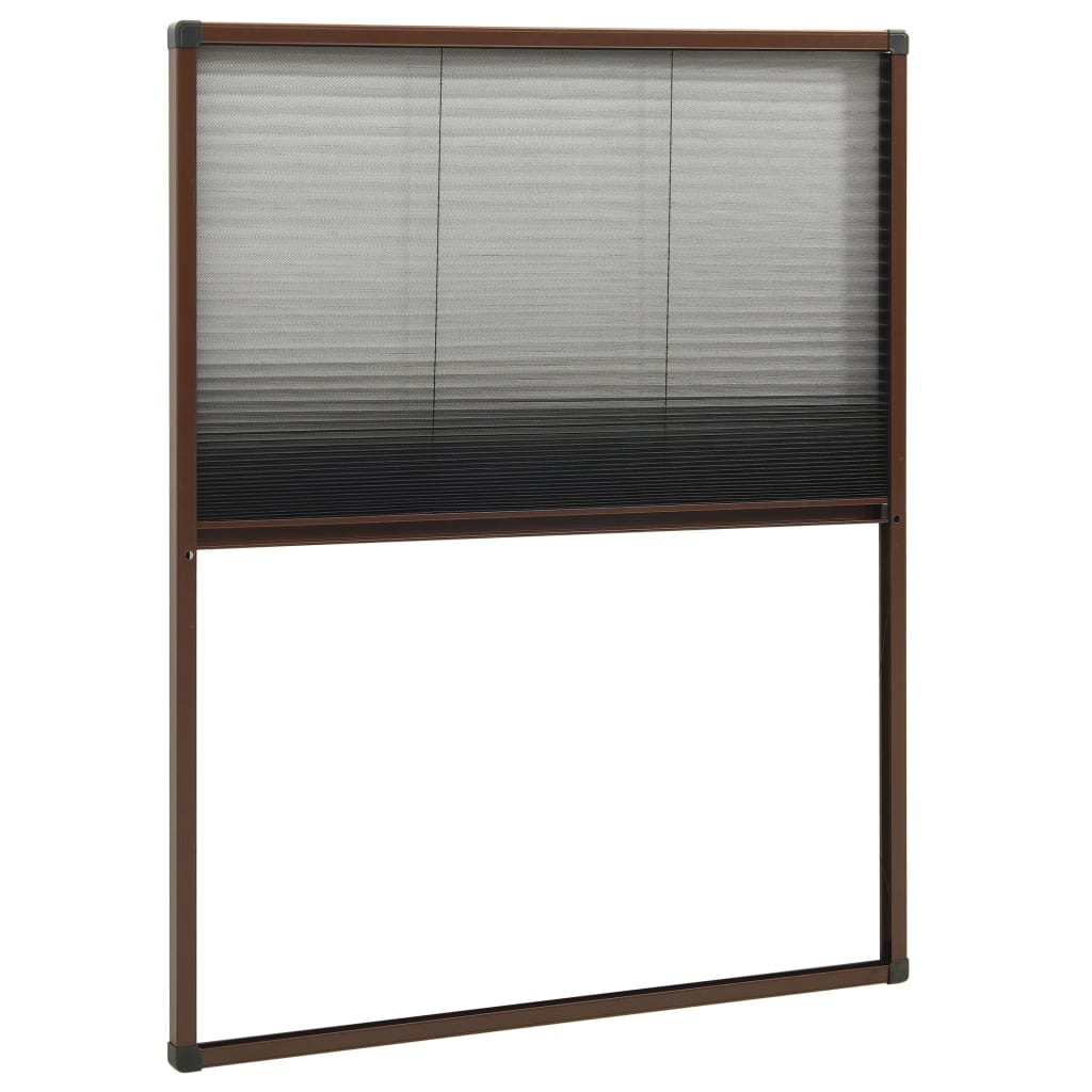 plisseret insektnet til vinduer aluminium 80x100 cm brun