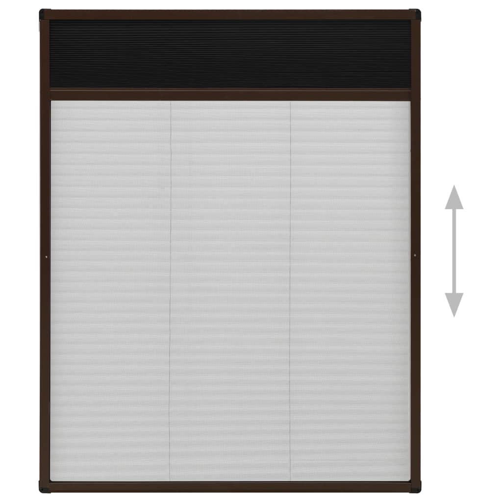 plisseret insektnet til vinduer aluminium 80x100 cm brun