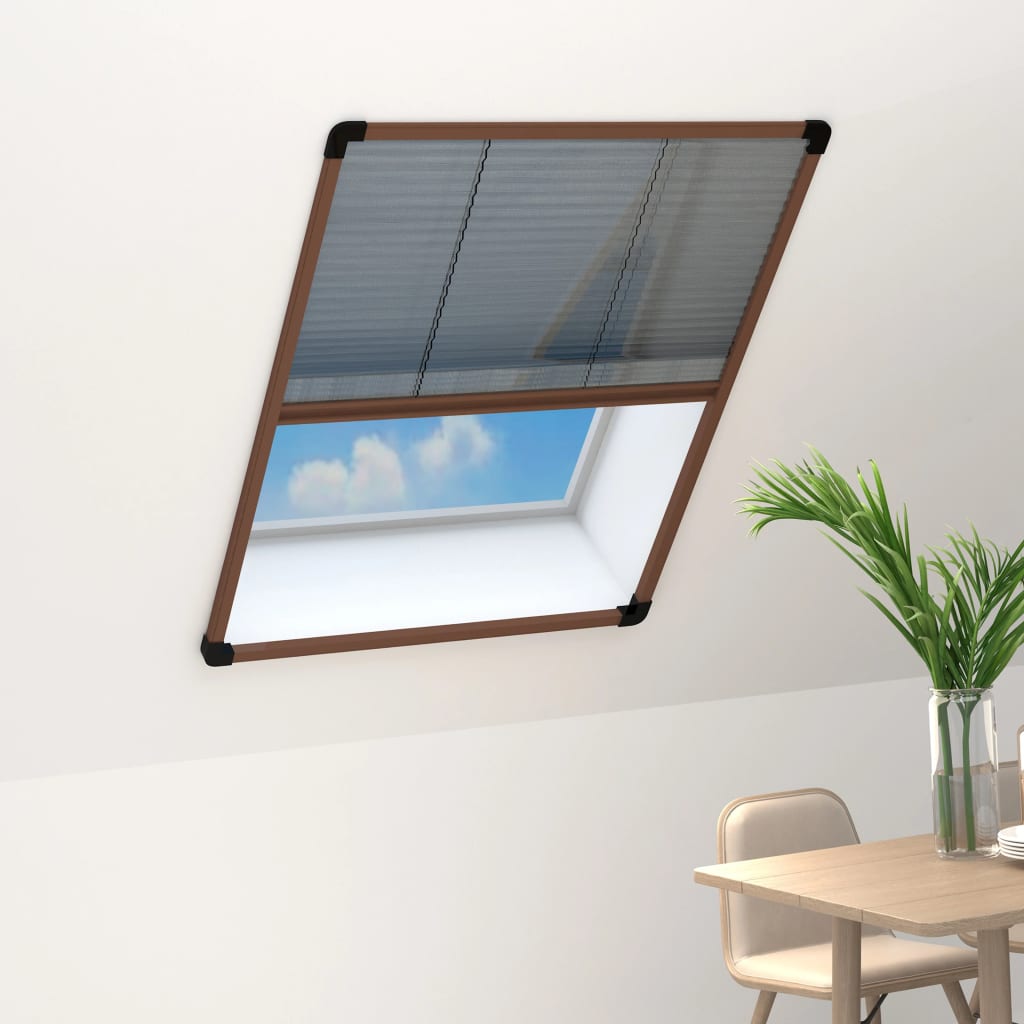 plisseret insektnet til vinduer aluminium 80x100 cm brun