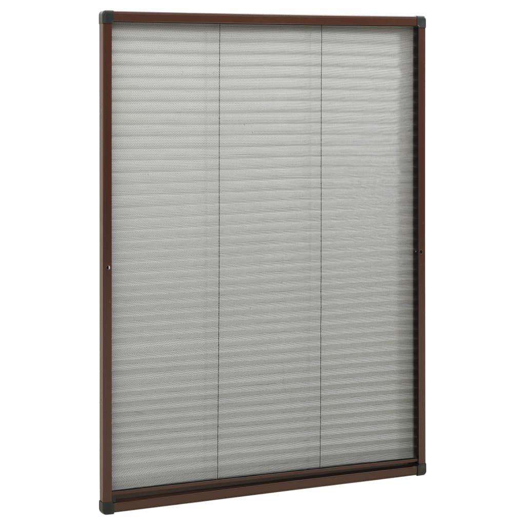 plisseret insektnet til vinduer 80x120 cm aluminium brun