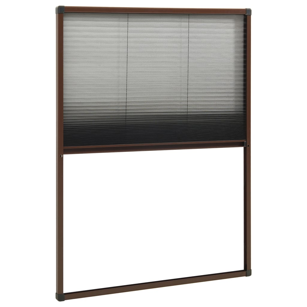 plisseret insektnet til vinduer 80x120 cm aluminium brun