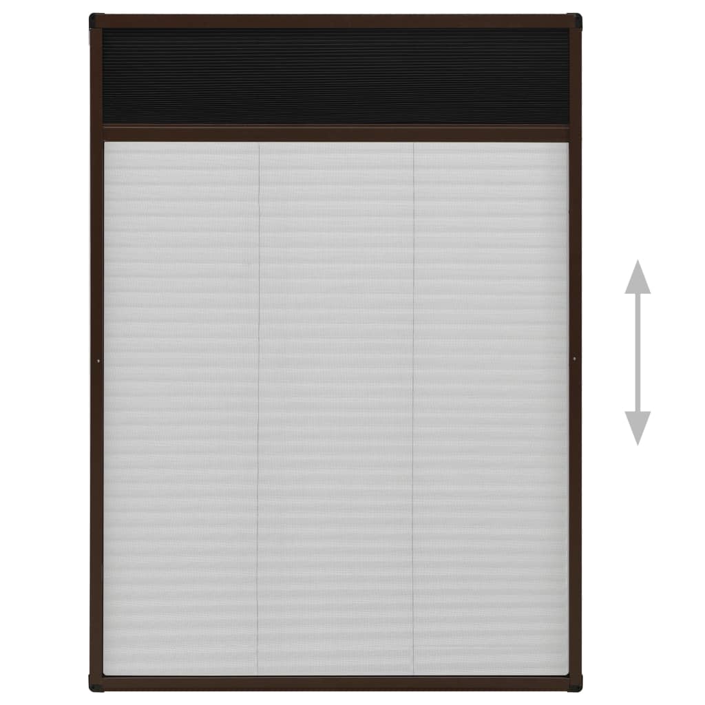 plisseret insektnet til vinduer 80x120 cm aluminium brun